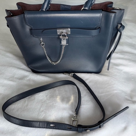 Michael Kors Hamilton Legacy Elegant Navy Leather Handbag - Picture 7 of 8